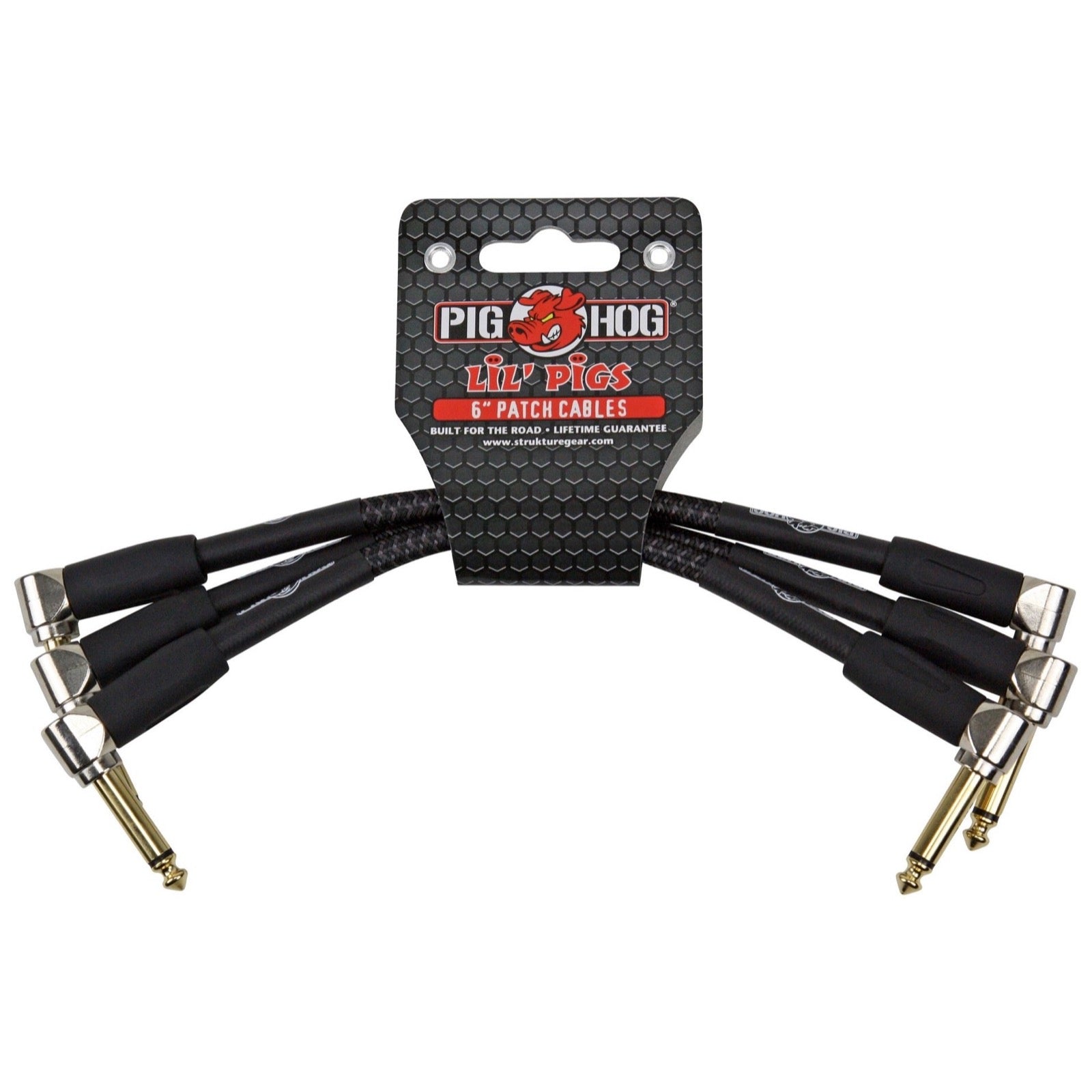 Pig Hog Lil Pigs Pedal Patch Cables, Black Woven, 6 Inch