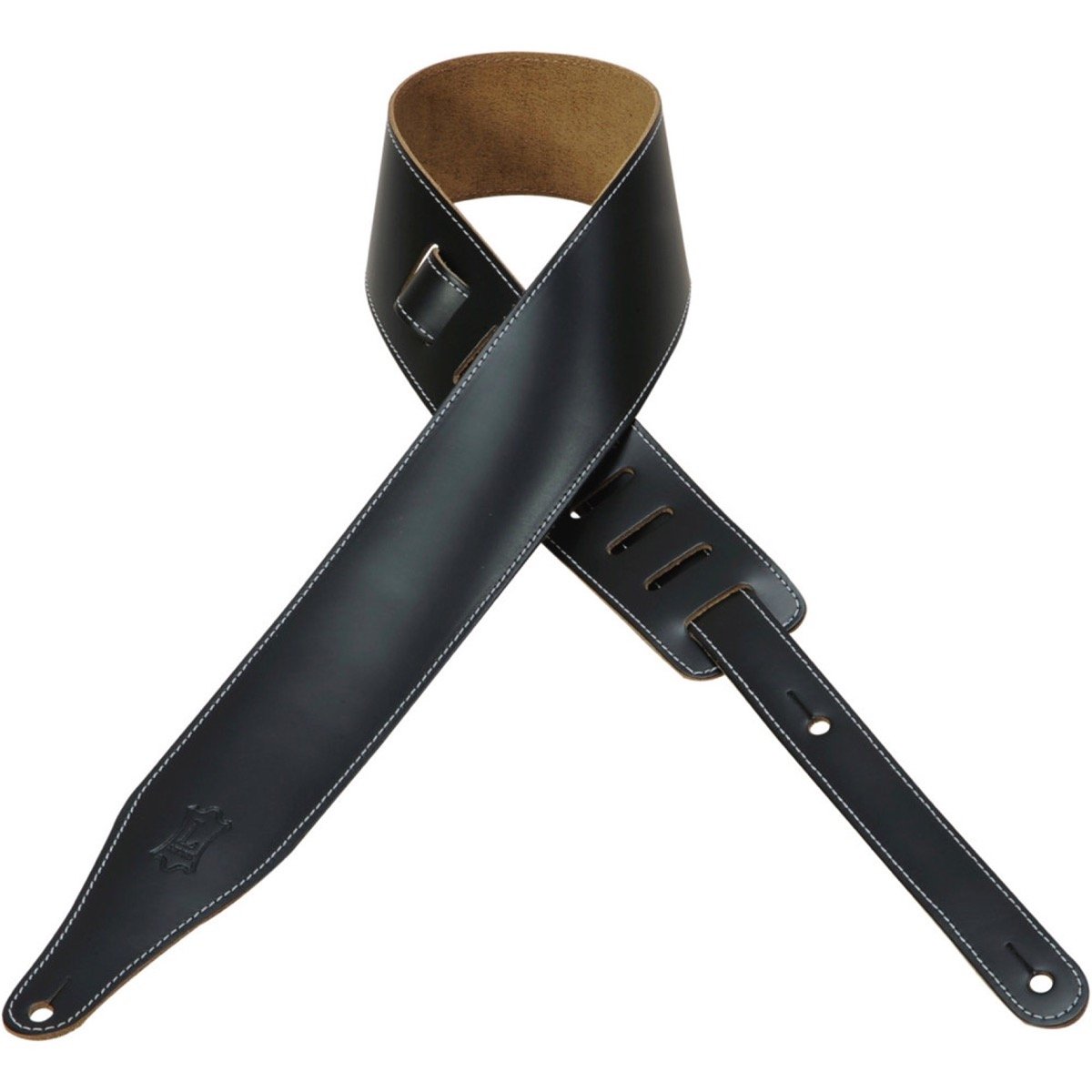 Levy's DM17 2.5 Inch Extra Long Leather Guitar Strap, Black, Black