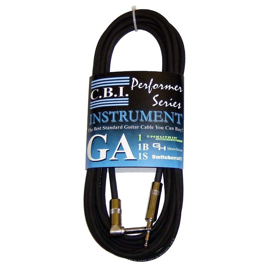 CBI GA1 American-Made Instrument Cable with Straight and Right Angle Plugs, 25 Foot