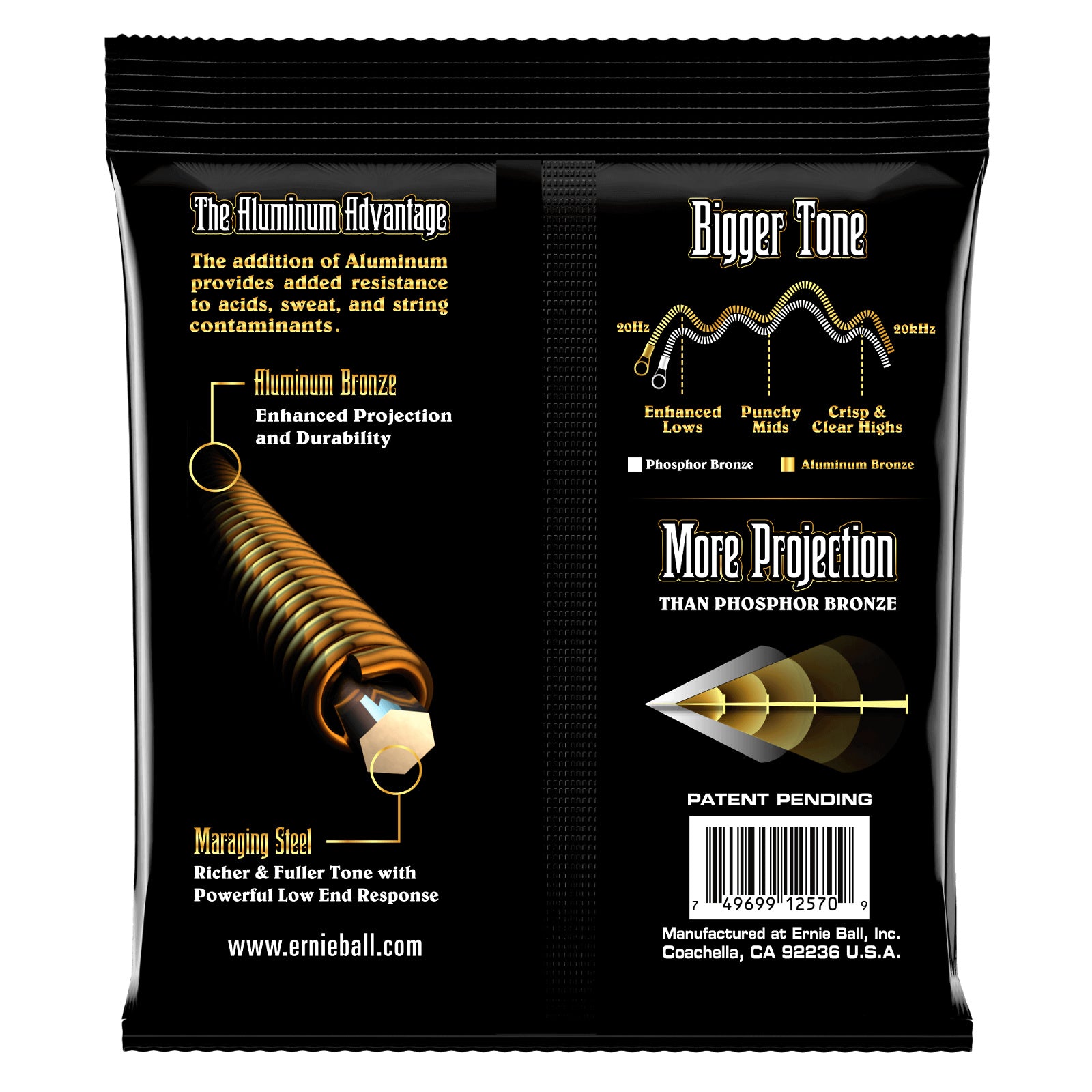 Ernie Ball Aluminum Bronze Acoustic Guitar Strings, P02570, Extra Light (10-50 Gauge)