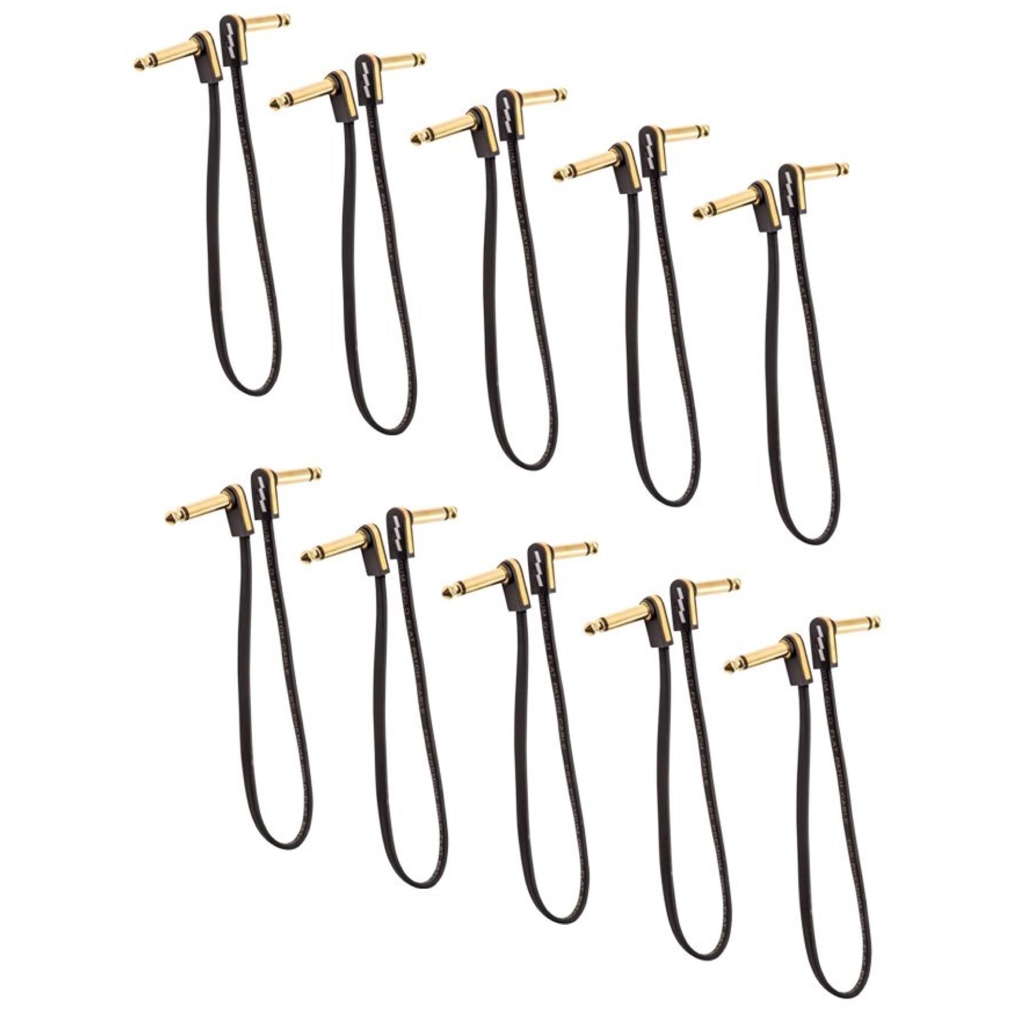 EBS Premium Gold Flat Patch Cable, 10-Pack, 28cm
