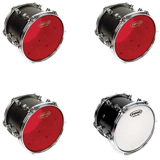Evans Red Hydraulic Drumhead, Tom Pack: 10, 12, and 16 Inch Heads, with 14 Inch G1