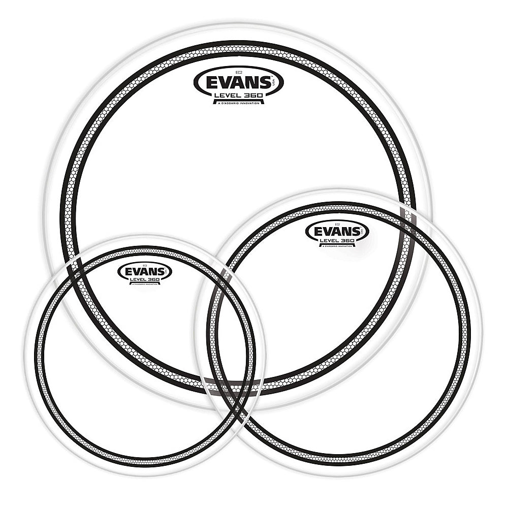 Evans EC2S Edge Control Clear Drumhead, Standard Tom Pack: 12, 13 and 16 Inch