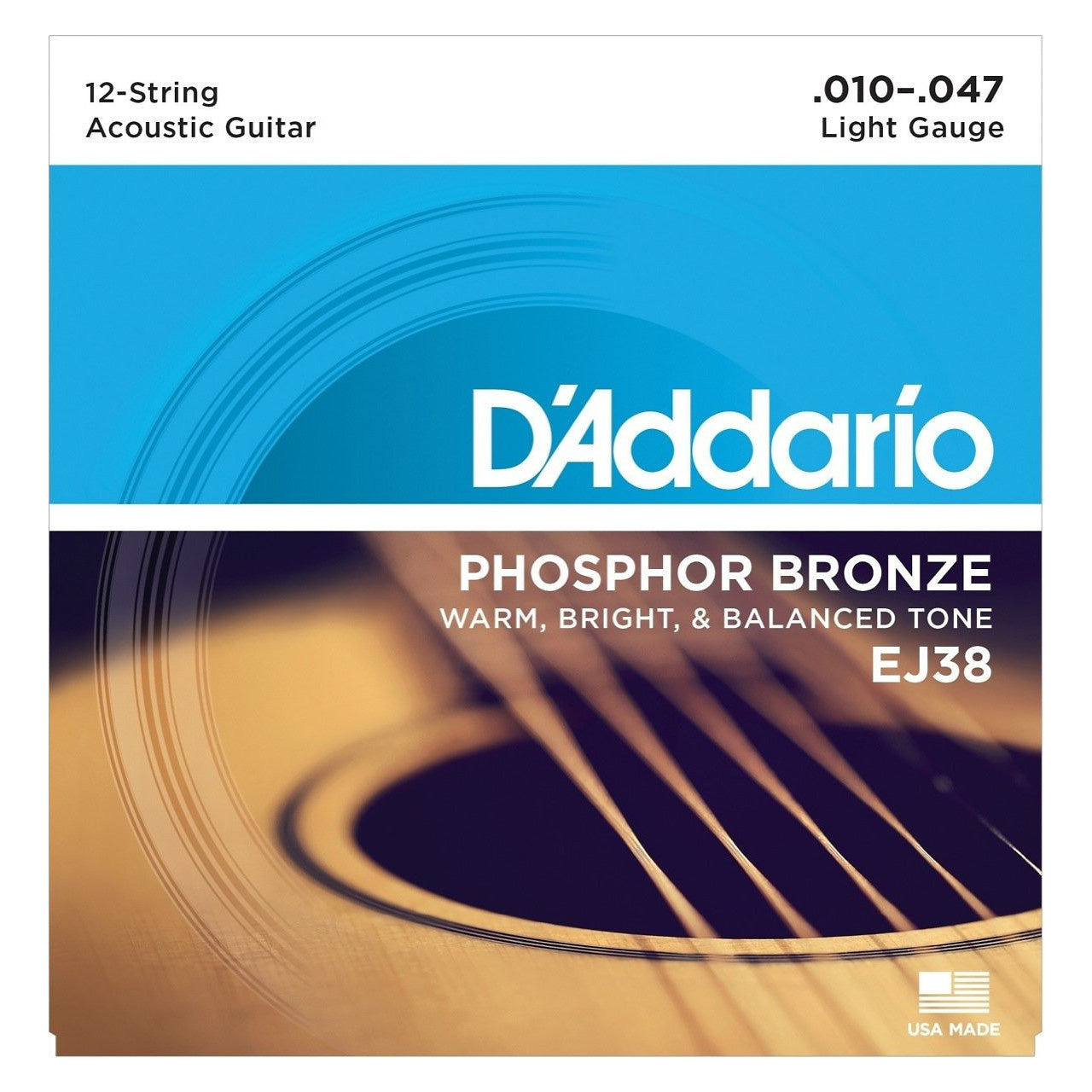 D'Addario EJ38 12-String Phosphor Bronze Acoustic Guitar Strings (Light, 10-47)