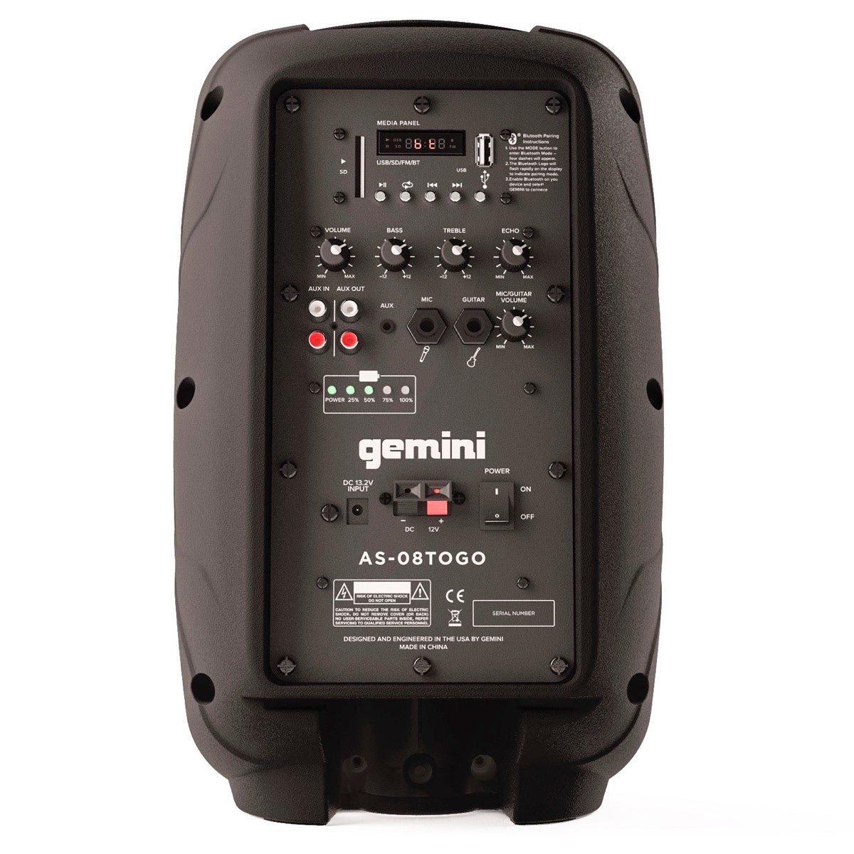 Gemini AS-08TOGO Powered Bluetooth Speaker