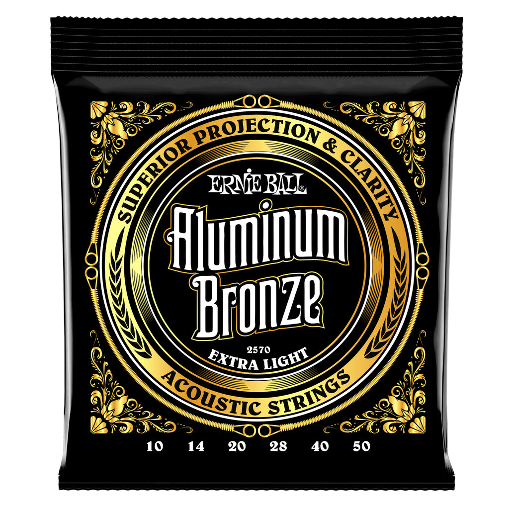 Ernie Ball Aluminum Bronze Acoustic Guitar Strings, P02570, Extra Light (10-50 Gauge)