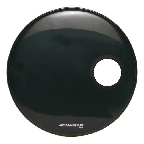 Aquarian Regulator Bass Drumhead with Hole, Black, 22 Inch