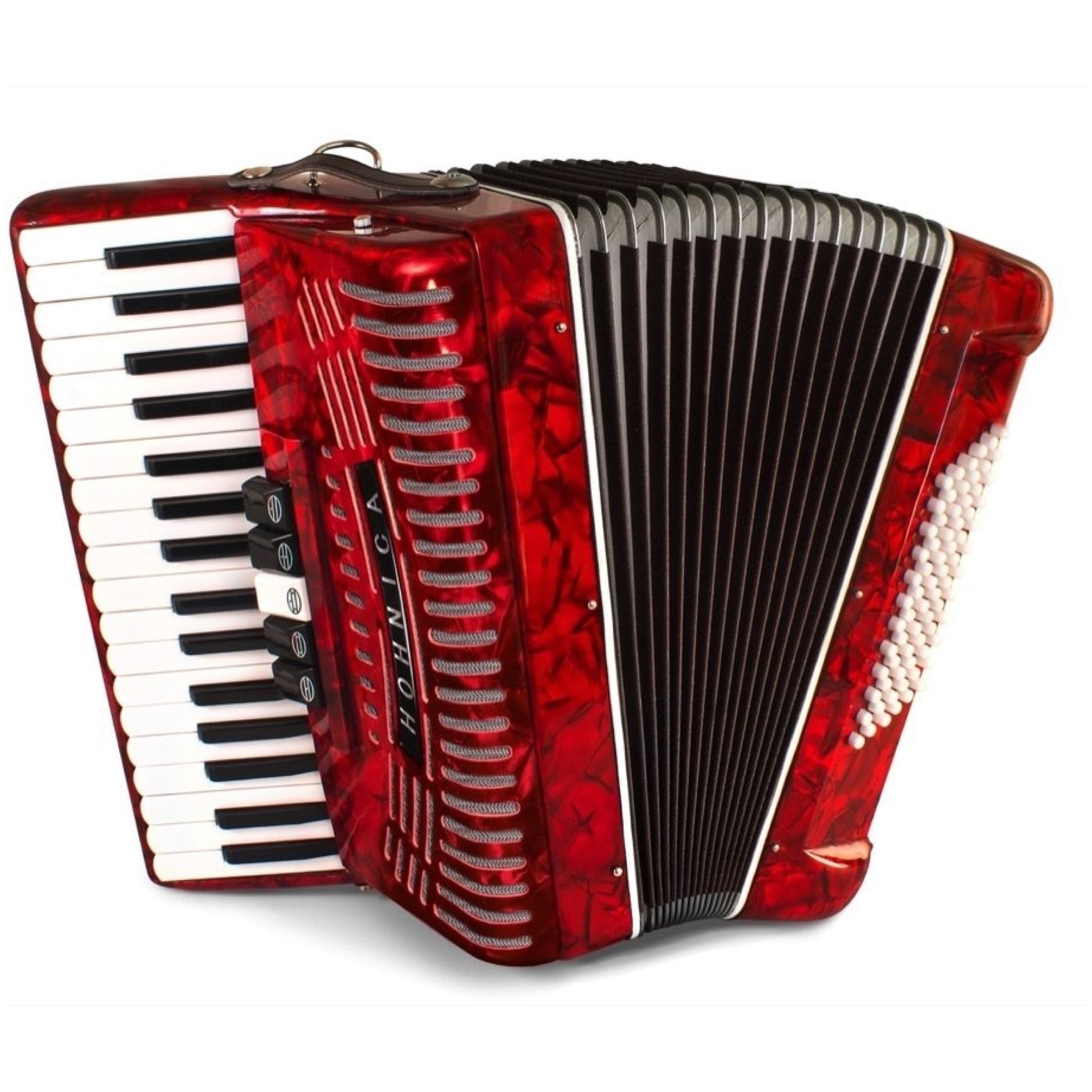 Hohner 1305-RED 72 Bass Piano Accordion, Pearl Red
