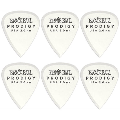 Ernie Ball Prodigy Standard Guitar Picks (6-Pack), White, 2.0mm
