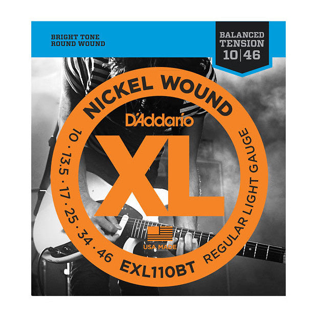D'Addario EXLBT Nickel Wound Balanced Tension Electric Guitar Strings, EXL110BT, Regular Light, 17076