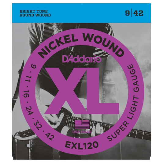 D'Addario EXL120 XL Electric Guitar Strings (Super Light, 9-42), 10-Pack