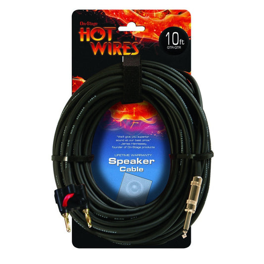 Hot Wires Banana to 1/4 Inch Speaker Cable, 10 Foot