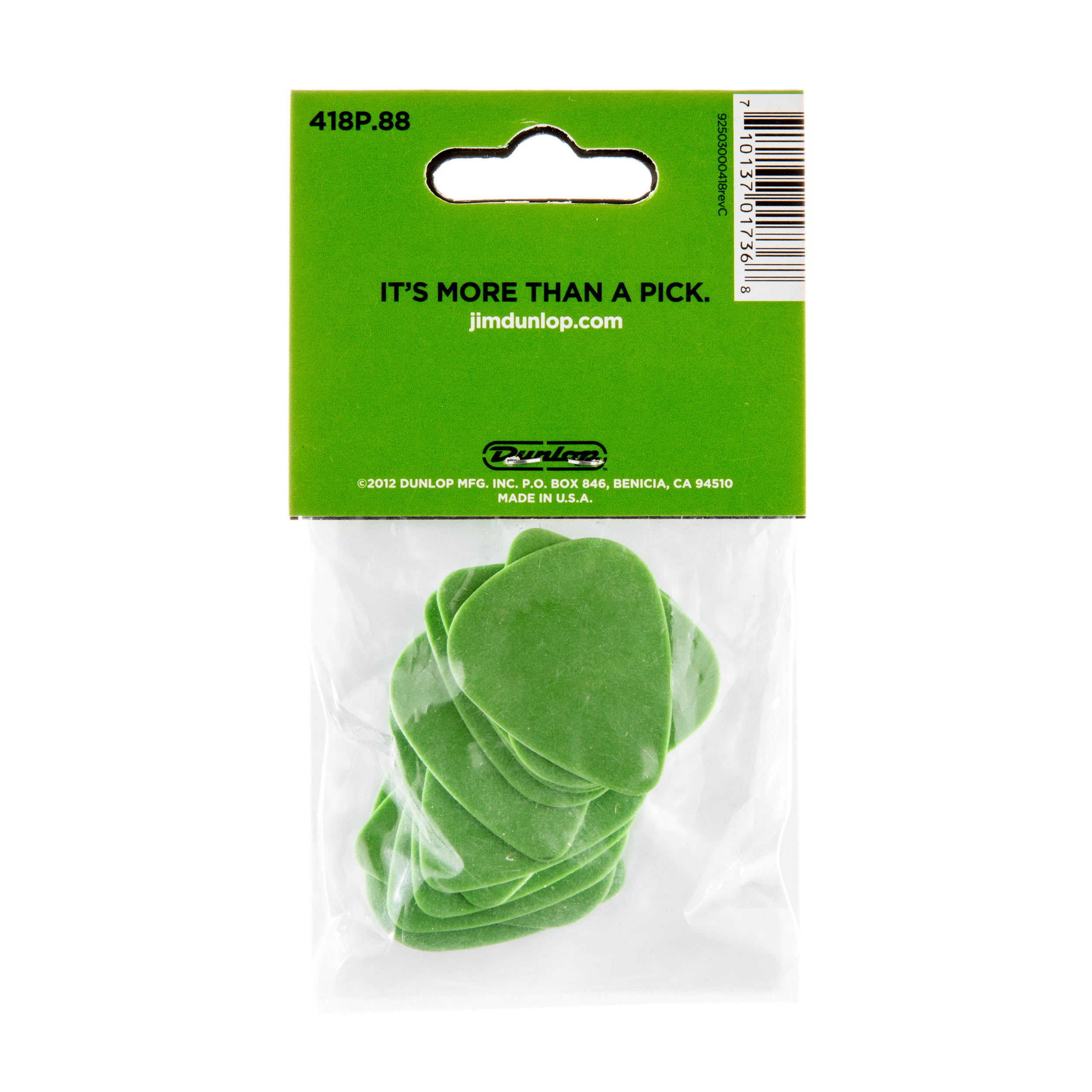 Dunlop Tortex Standard Picks (12-Pack), Green, .88mm