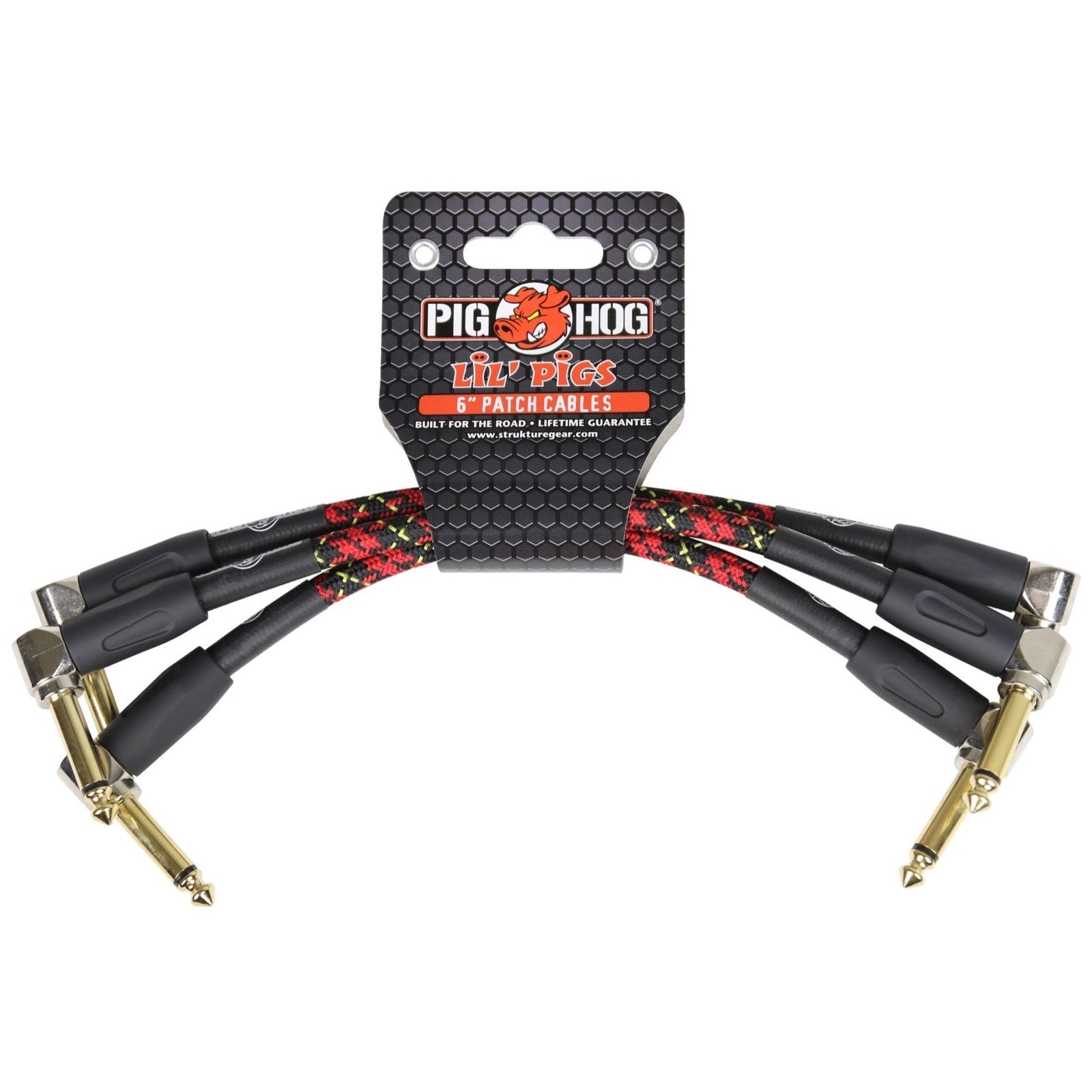 Pig Hog Lil Pigs Pedal Patch Cables, 6 Inch, 3-Pack, Tartan Plaid