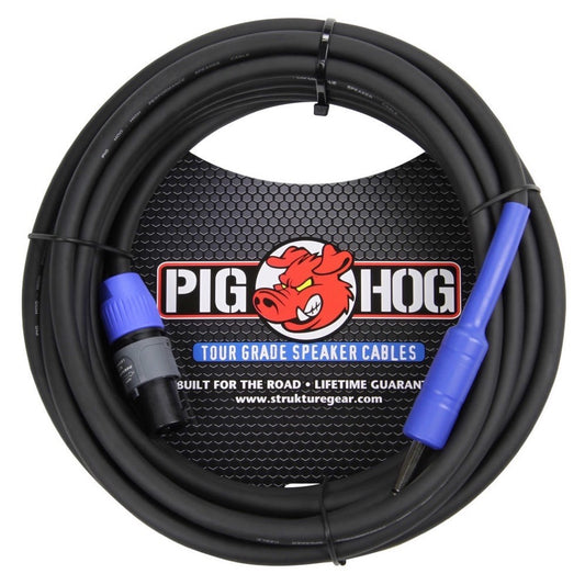 Pig Hog Speakon to 1/4 Inch 14-Gauge Speaker Cable, 25 Foot