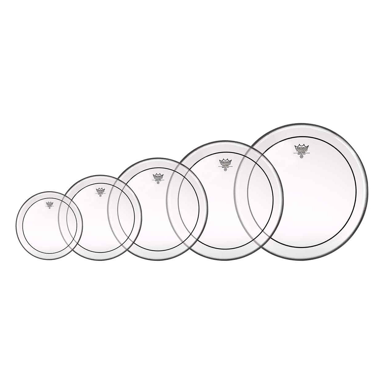 Remo Clear Pinstripe Tom Drumhead Pack, With 8, 10, 12, 14, and 16 Inch