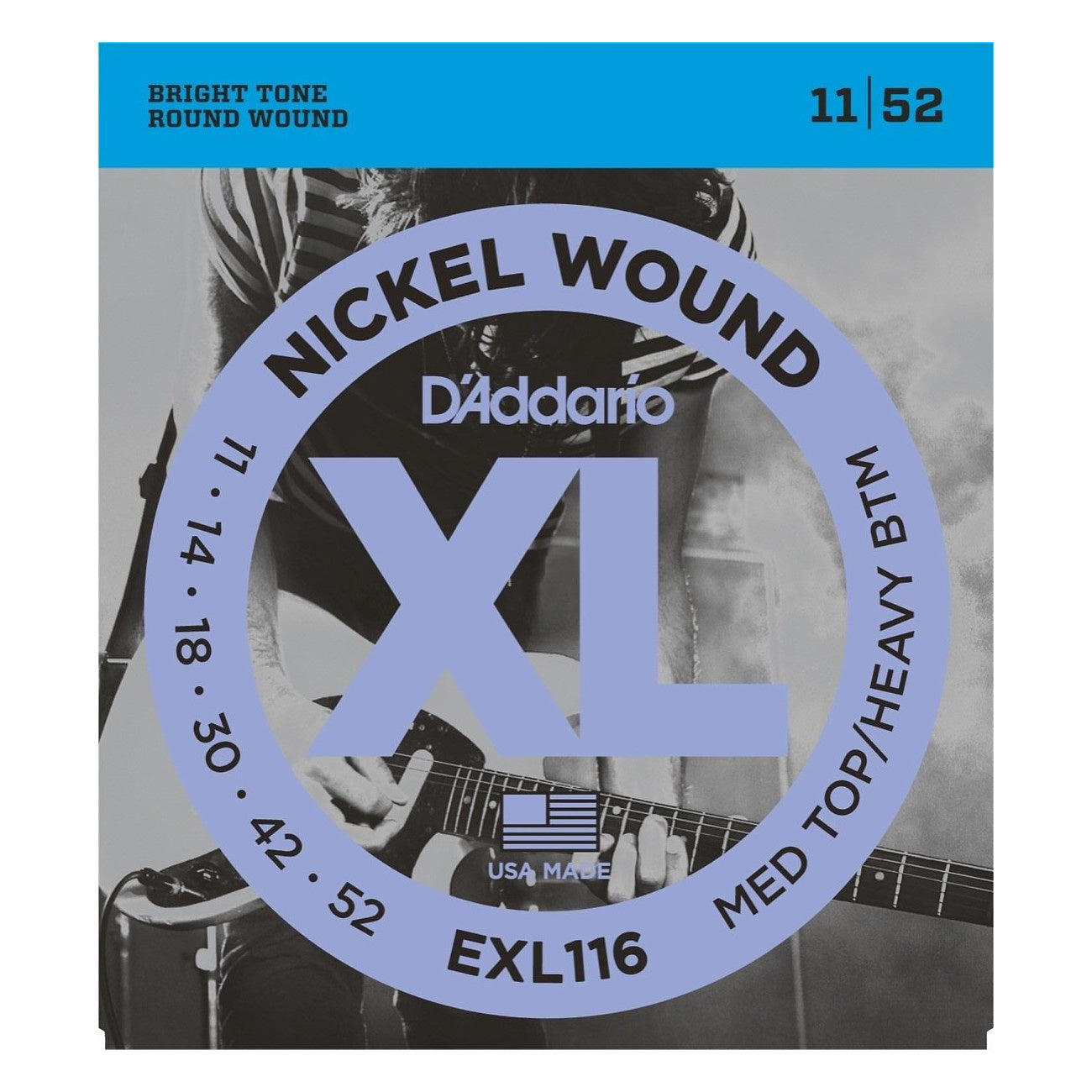 D'Addario EXL Nickel Wound Electric Guitar Strings, EXL116, Medium Top/Heavy Bottom