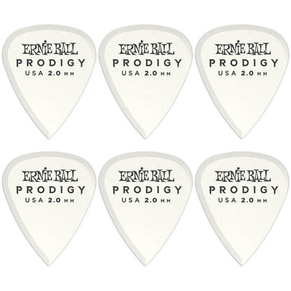 Ernie Ball Prodigy Standard Guitar Picks (6-Pack), White, 2.0mm