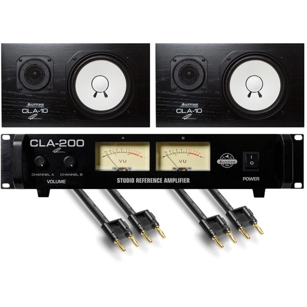 Avantone CLA10 Chris Lord-Alge Passive Studio Monitors, With CLA200 Amp and Hosa SKJ620BB Cables