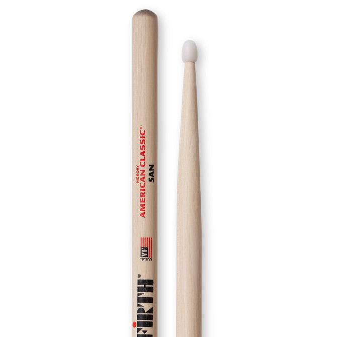 Vic Firth American Classic 5A Drumsticks, Natural, Nylon Tip, Pair