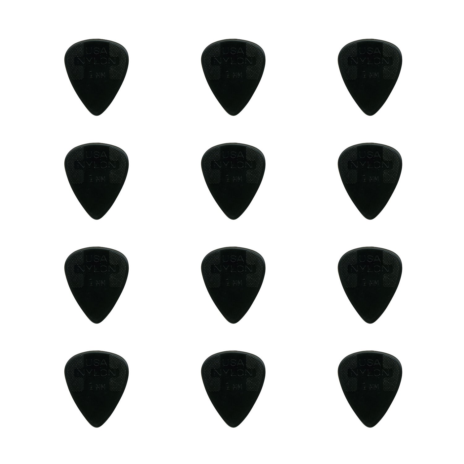 Dunlop Nylon Standard Picks (12-Pack), Black, 1.0mm