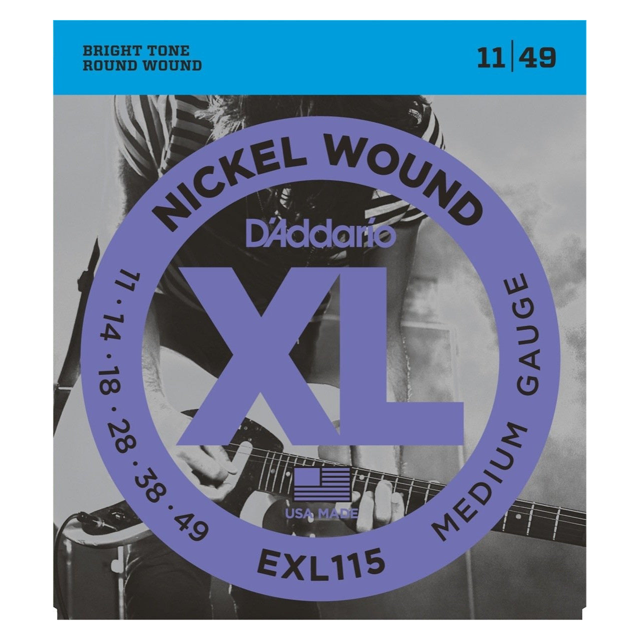 D'Addario EXL115 XL Electric Guitar Strings (Blues/Jazz Rock, 11-49), 3-Pack