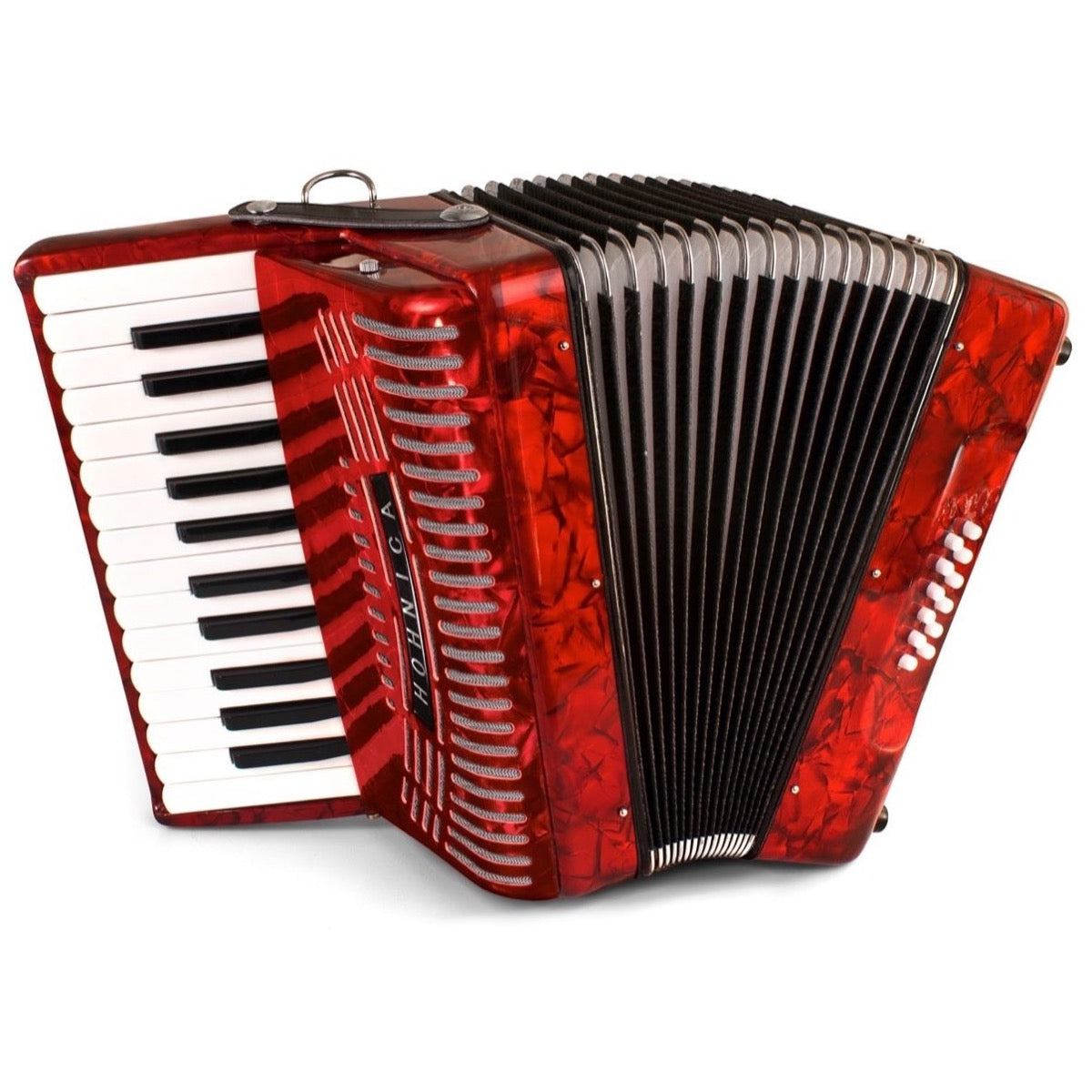 Hohner 1303-RED Piano 12 Bass Accordion, Pearl Red