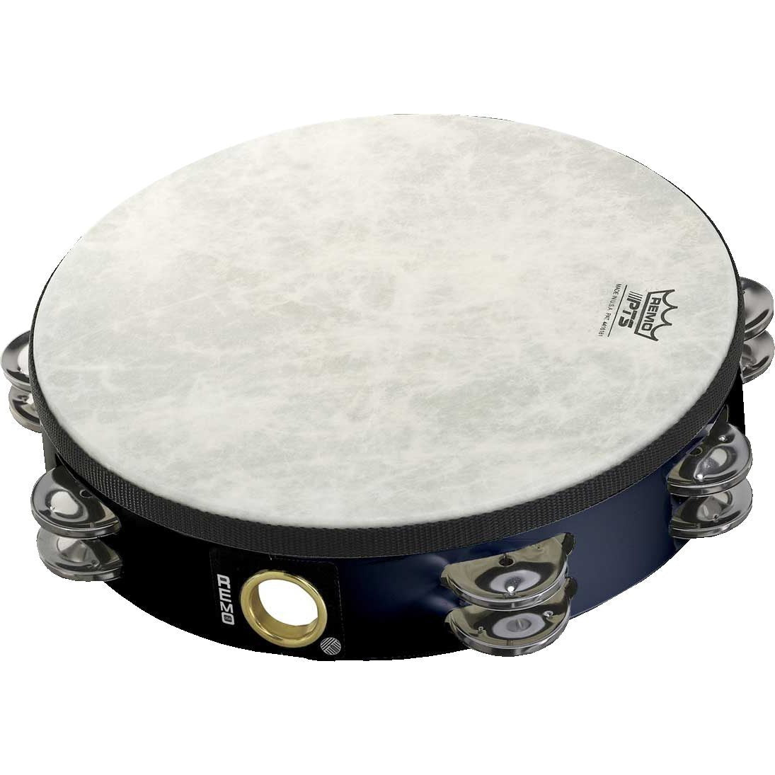 Remo Fiberskyn 3 Pretuned Head Tambourine (Double Row), Black, TA-5210-70, 10 Inch