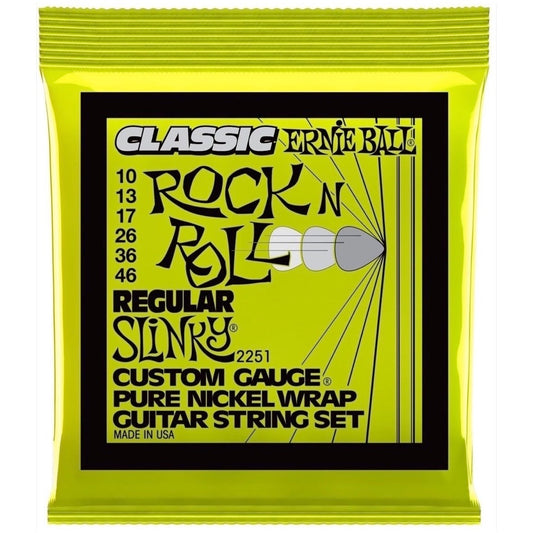 Ernie Ball Regular Slinky Classic Rock n Roll Pure Nickel Wrap Electric Guitar Strings (10-46 Gauge)