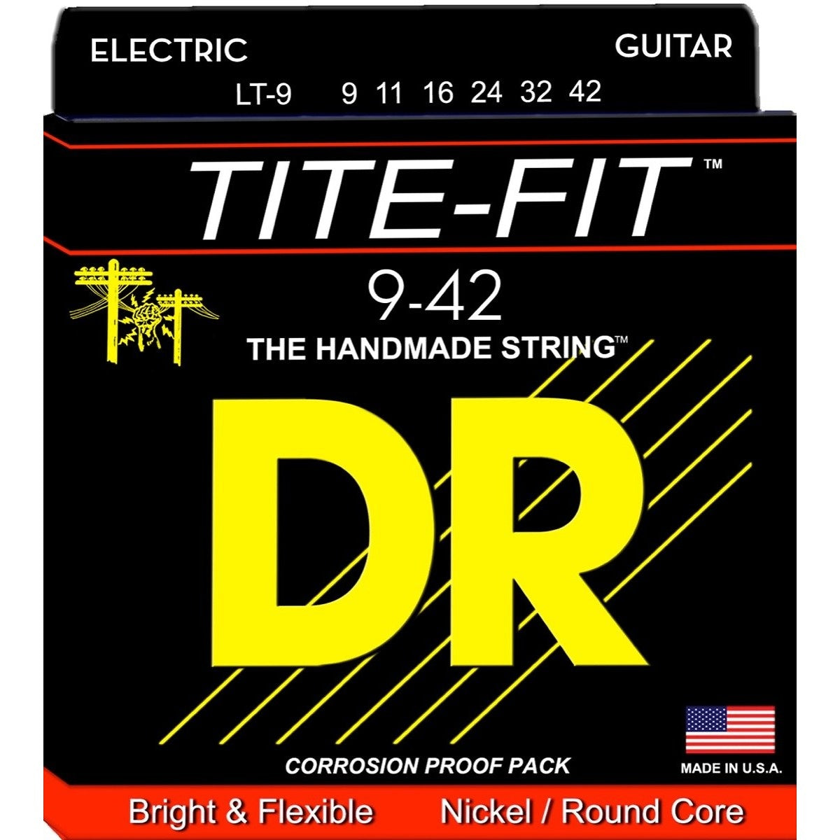 DR Strings Tite-Fit Electric Guitar Strings, LT-9, Lite, 9-42