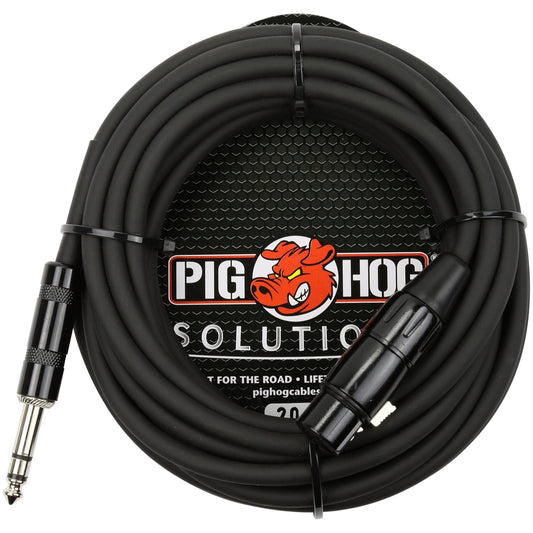 Pig Hog 1/4 Inch TRS (Male) to XLR (Female) Cable, 20'
