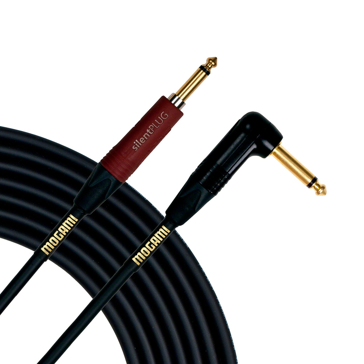 Mogami S Gold Silent Instrument Cable (Straight to Right Angle), 25 Foot