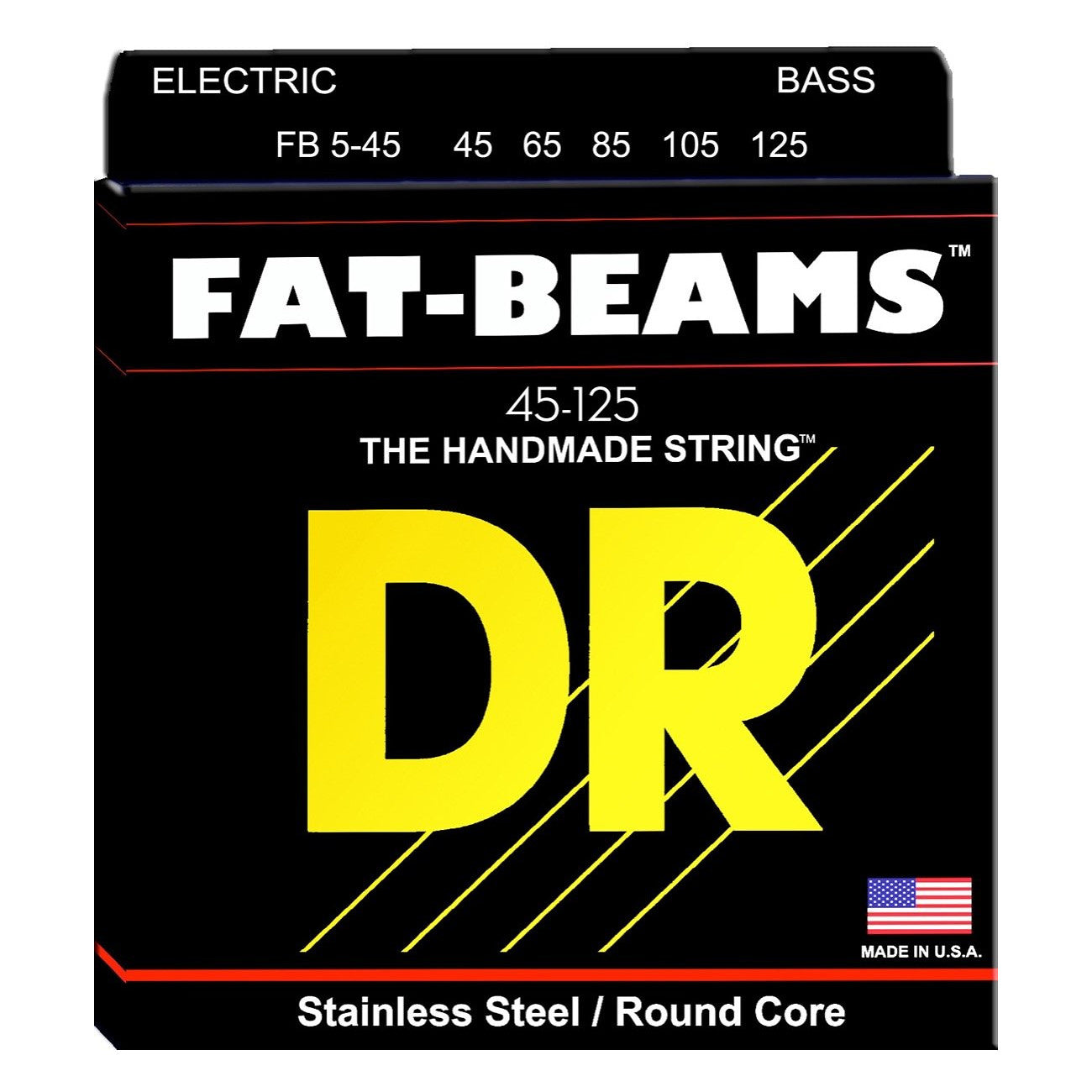 DR Strings FB545 Fat-Beams Electric Bass Strings, 5-Strings, Medium, 45-125
