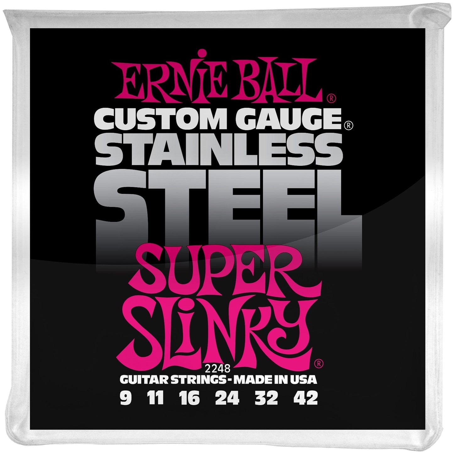 Ernie Ball Super Slinky Stainless Steel Electric Guitar Strings, 2248, 15585