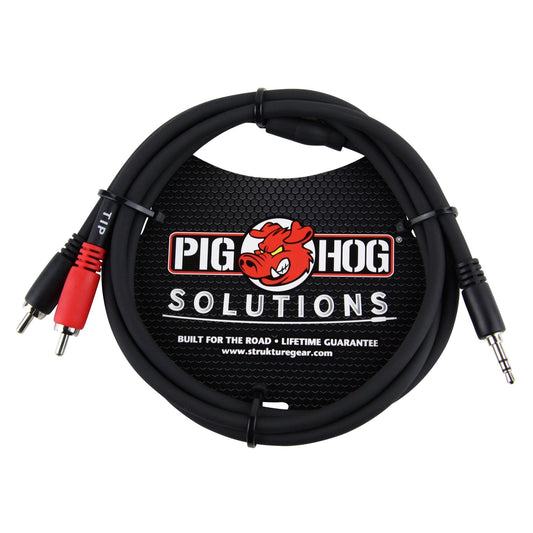 Pig Hog Solutions Stereo Breakout Cable, 3.5mm to Dual RCA, 10 Foot