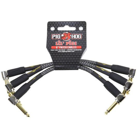 Pig Hog Lil Pigs Pedal Patch Cables, Amp Grill, 3-Pack, 6 Inch