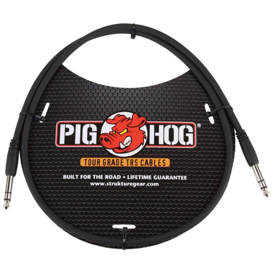 Pig Hog 1/4 Inch TRS to 1/4 Inch TRS Patch Cable, 6 Foot