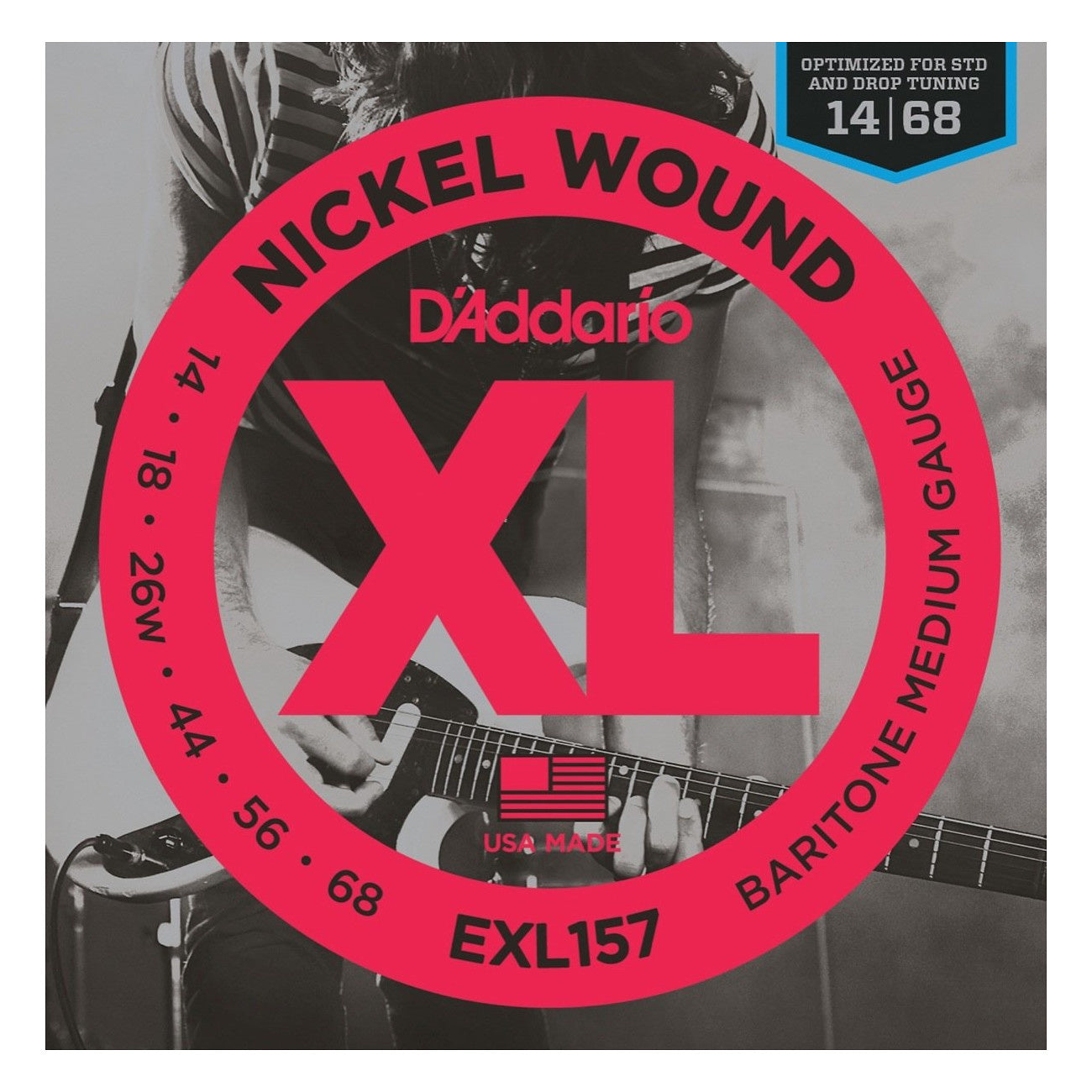 D'Addario EXL157 Nickel Wound Baritone Electric Guitar Strings, EXL157, Medium, 14-68