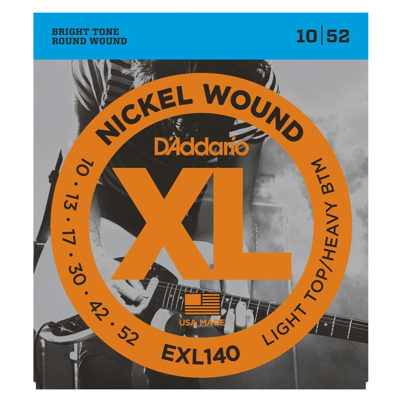 D'Addario EXL140 XL Electric Guitar Strings (Light Top/Heavy Bottom, 10-52)