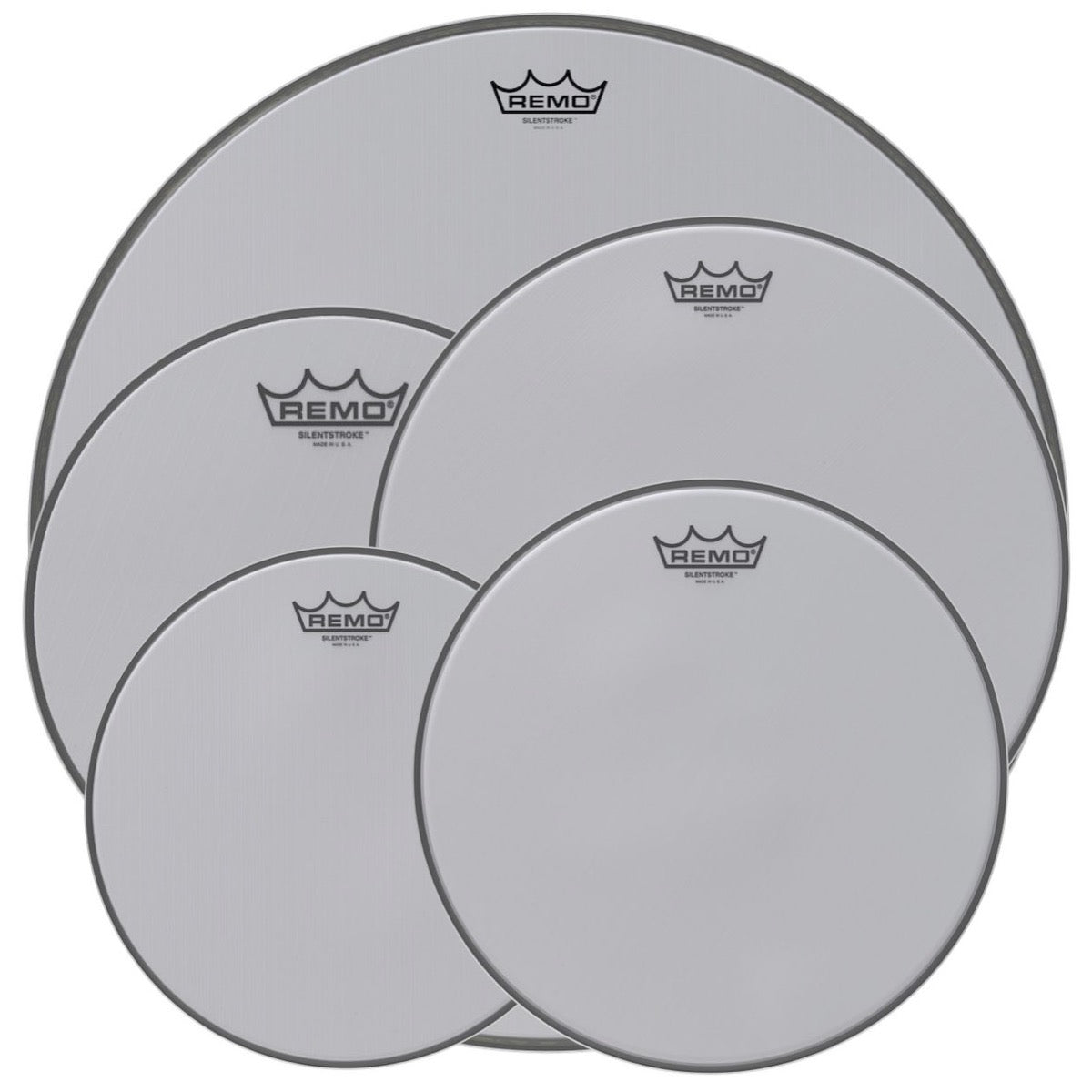 Remo Silentstroke ProPack Drumheads, White, 12, 13, 14, 16, and 22-Inch Pack