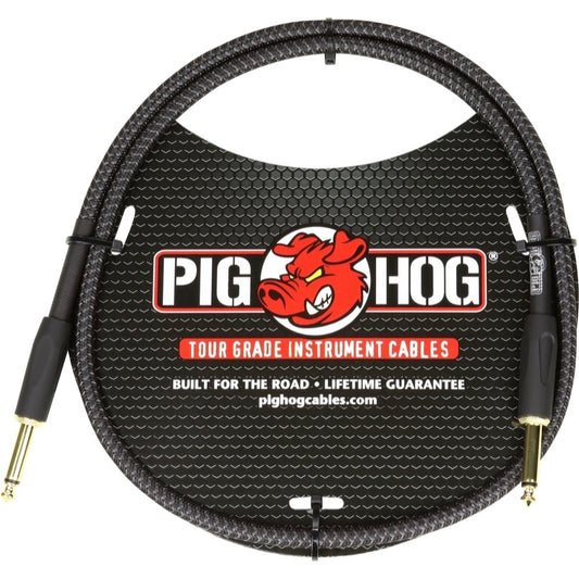 Pig Hog Vintage Series Patch Cable, Black Woven, 3 Foot Straight