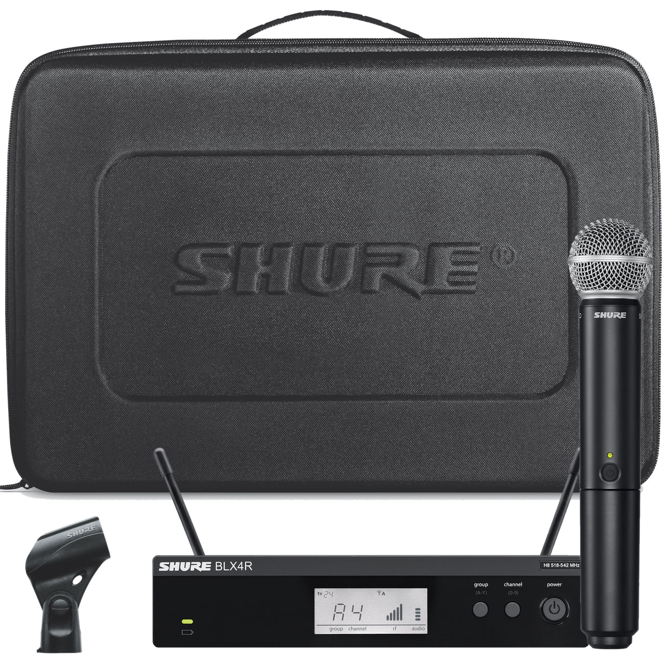 Shure BLX24R/SM58 Handheld Wireless SM58 Microphone System, Band H9 (512-542 MHz)