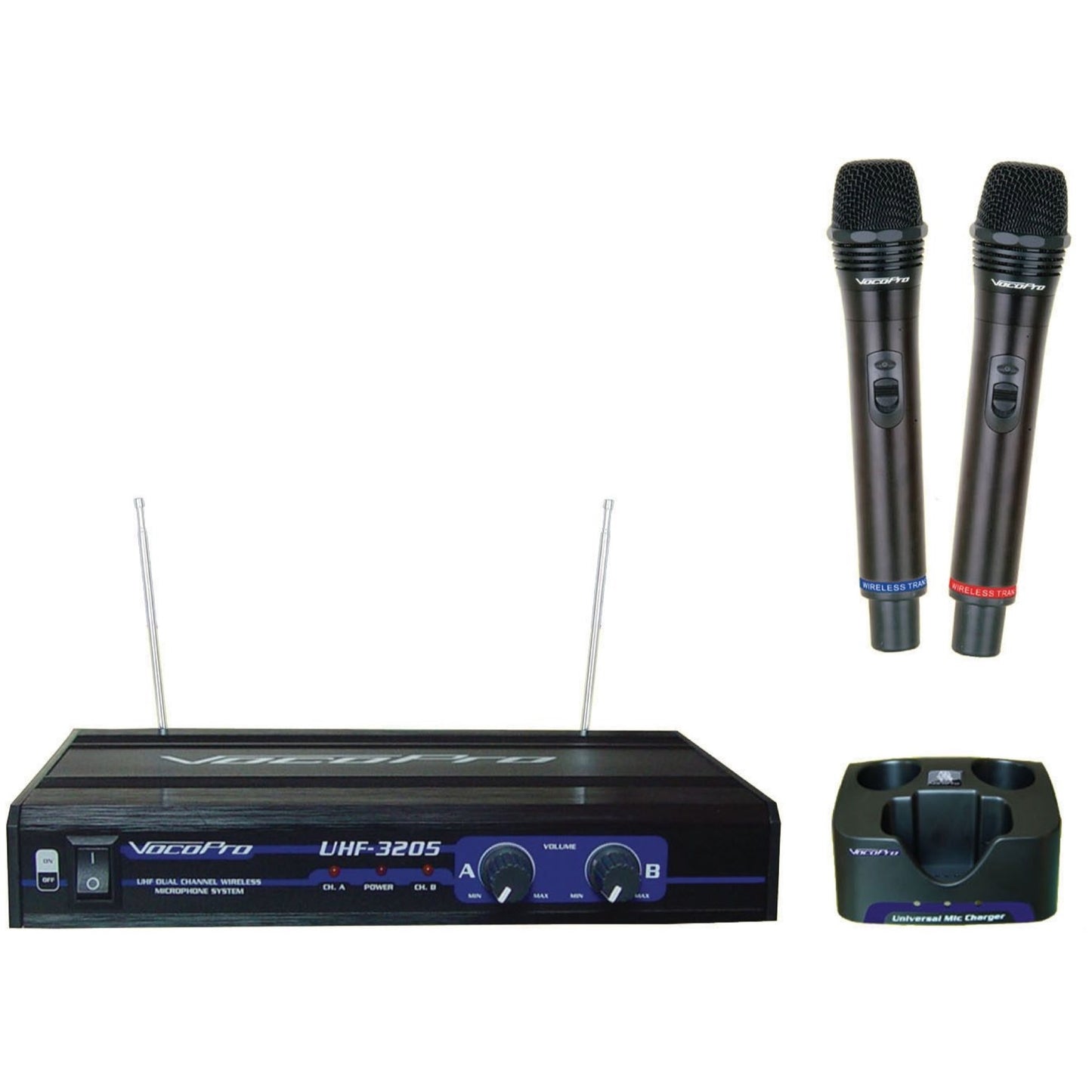 VocoPro UHF-3205 Dual Rechargeable Handheld Wireless Microphone System