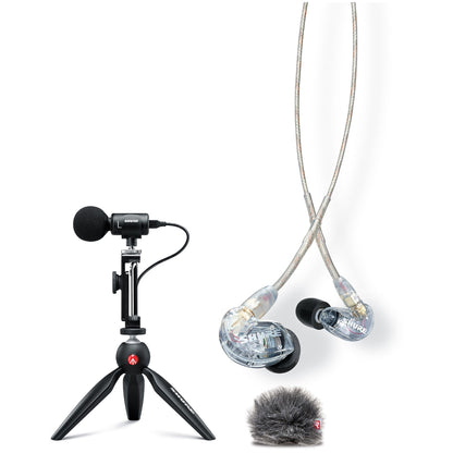 Shure MV88 Plus Portable Videography Kit (With SE215 Earphones and AMV88-Fur Windjammer)