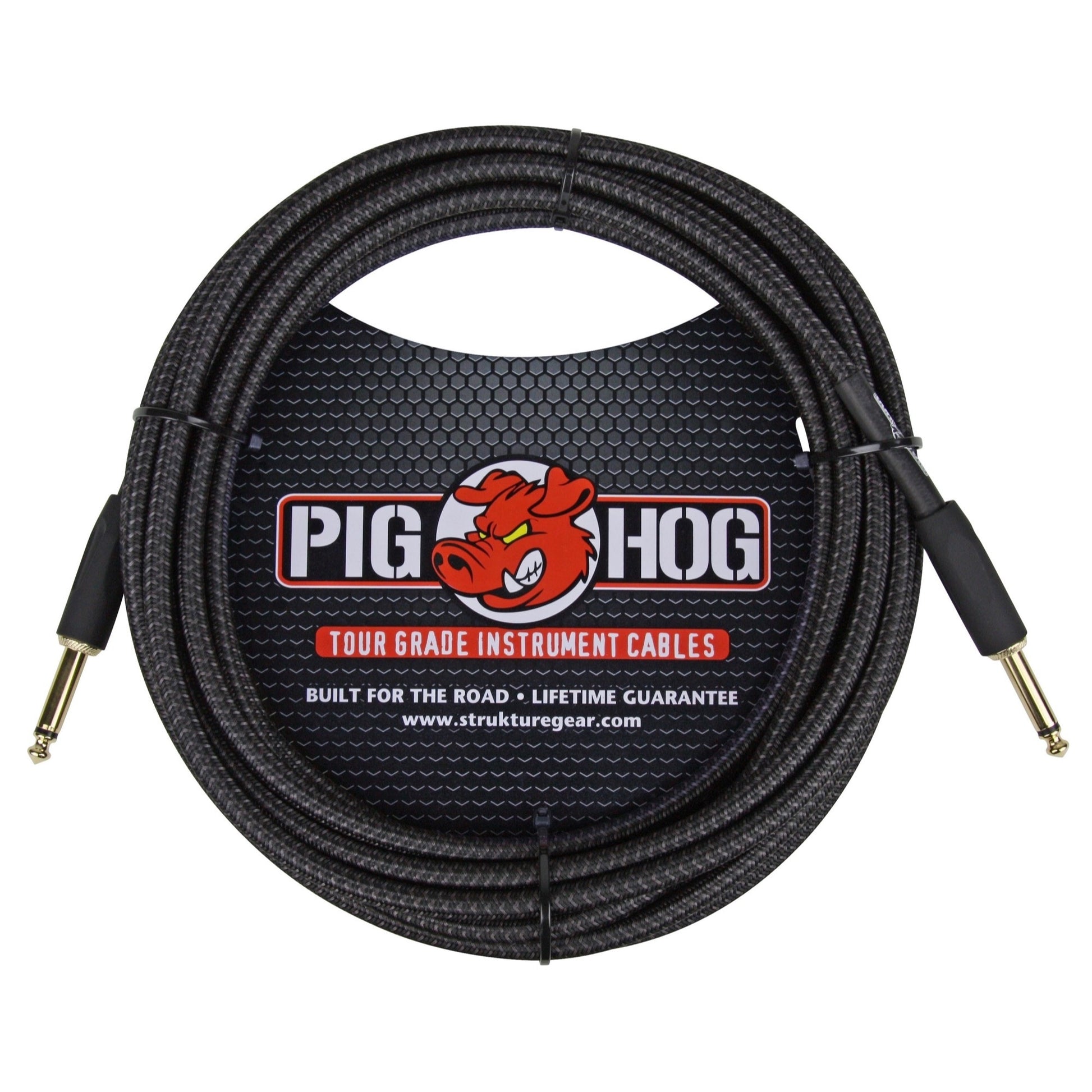 Pig Hog Vintage Series Instrument Cable, 1/4 Inch Straight to 1/4 Inch Straight, Black, 20'