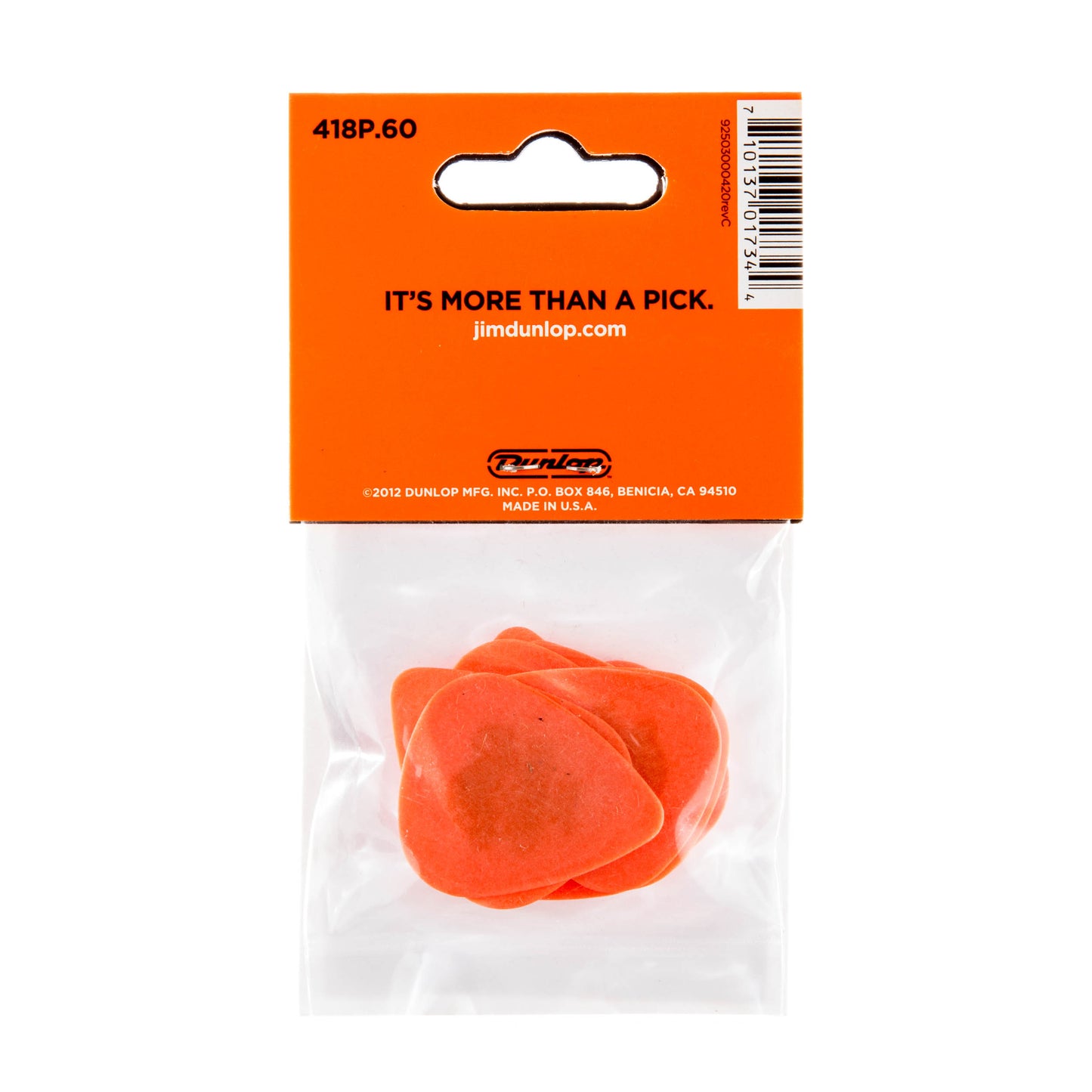 Dunlop Tortex Standard Picks (12-Pack), Orange, .60mm