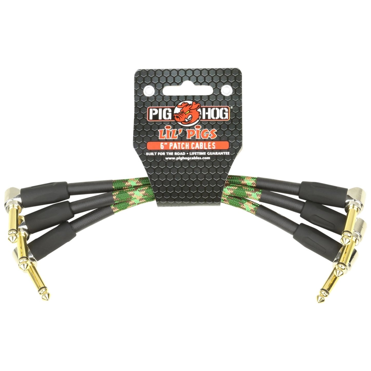 Pig Hog Lil Pigs Pedal Patch Cables, Vintage Camouflage, 3-Pack, 6 Inch