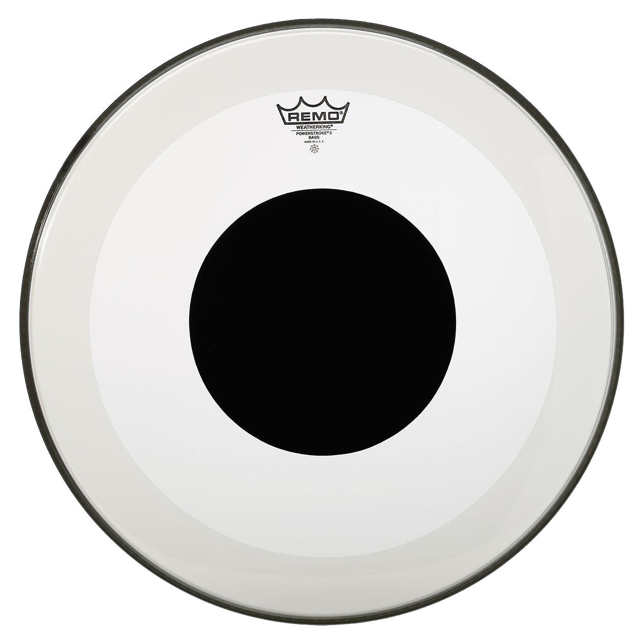 Remo Powerstroke 3 Clear Black Dot Bass Drumhead, 22 Inch