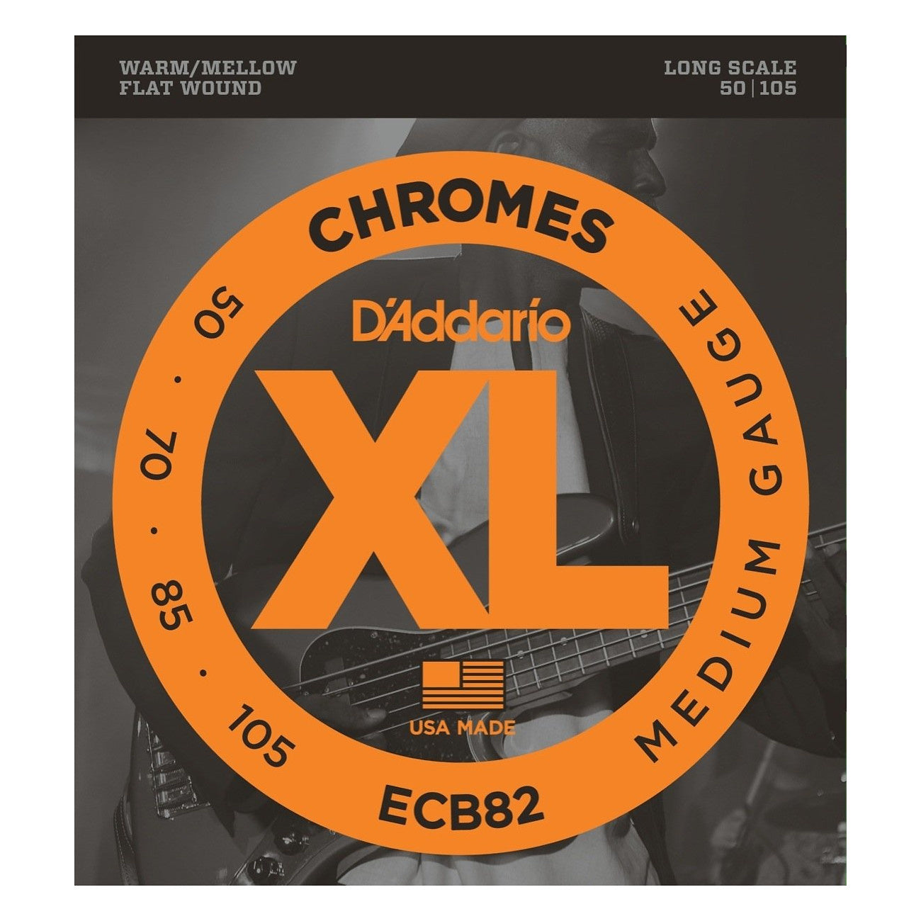 D'Addario ECB82 Chromes Flatwound Bass Strings (Medium Gauge, Long Scale)