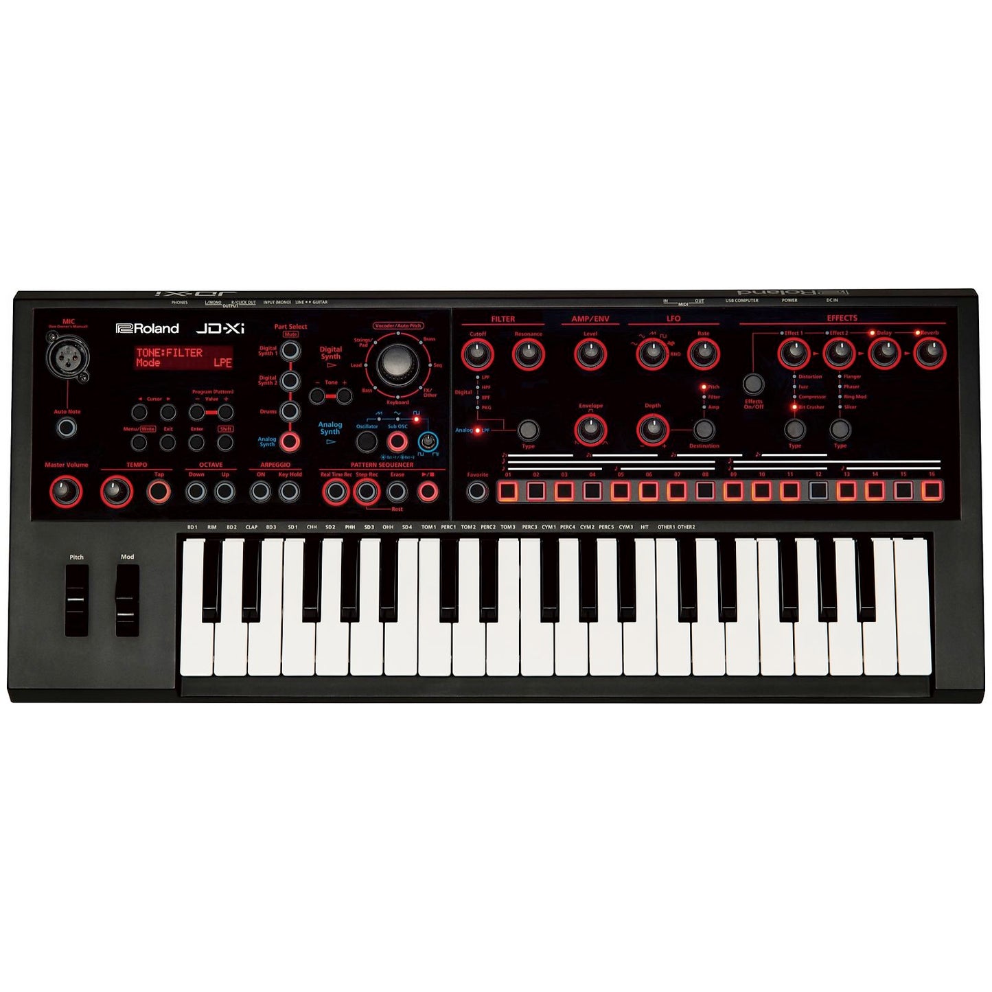 Roland JD-Xi Analog/Digital Crossover Synthesizer, 37-Key, Black